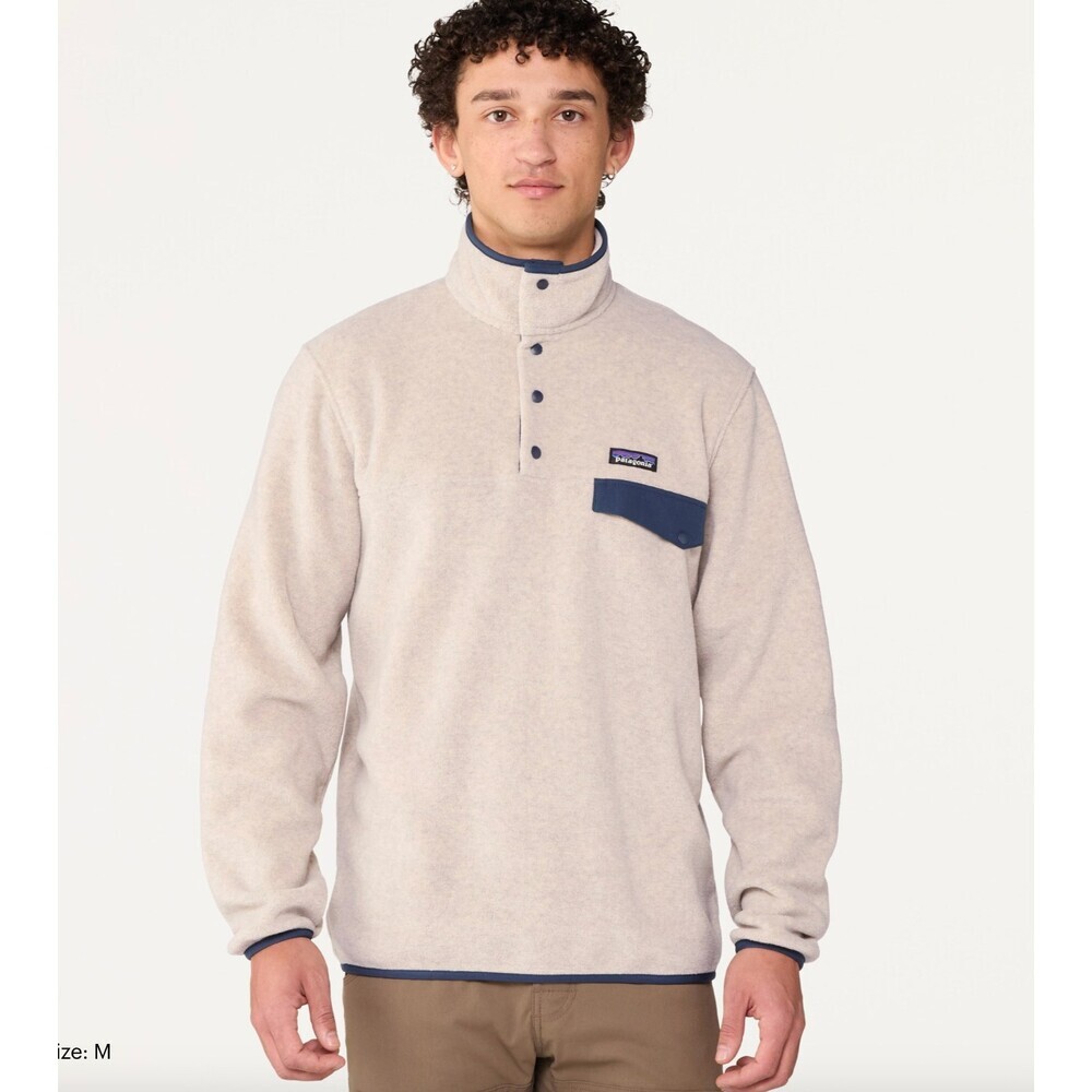 Patagonia Men's Lightweight Synchilla Snap-T Fleece Pullover Oatmeal/Navy XS